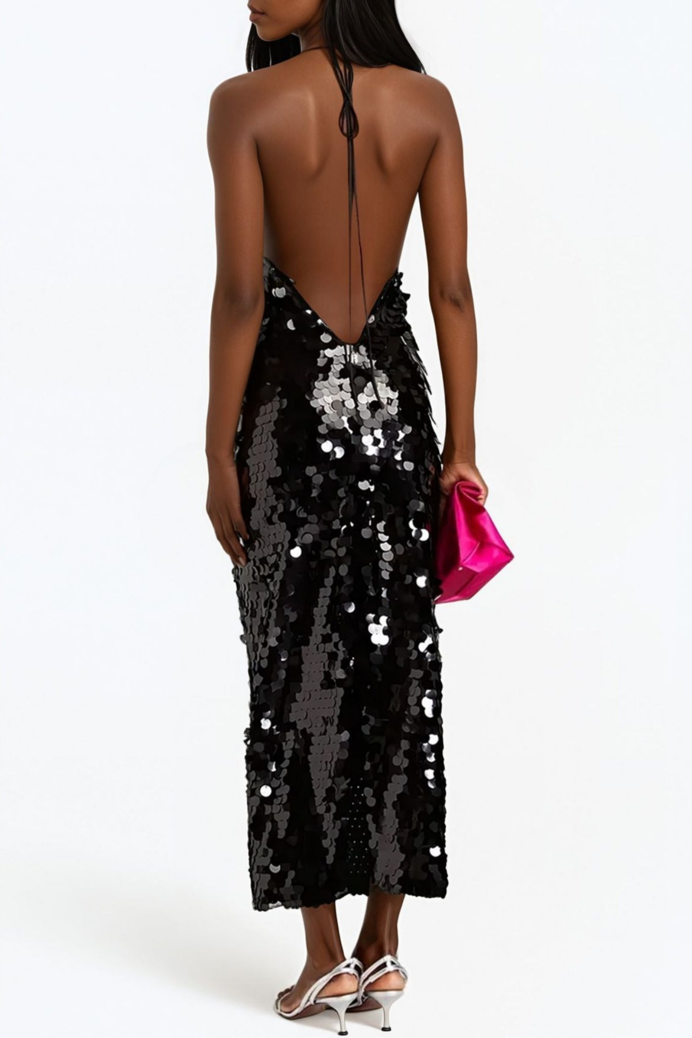 DUPLIKAT Midikleid aus Mesh mit Pailletten