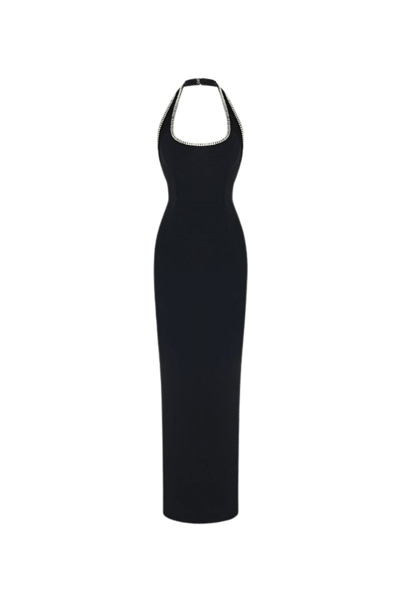 CRYSTAL EMBELLISHED CREPE LONG MIDI Rasario