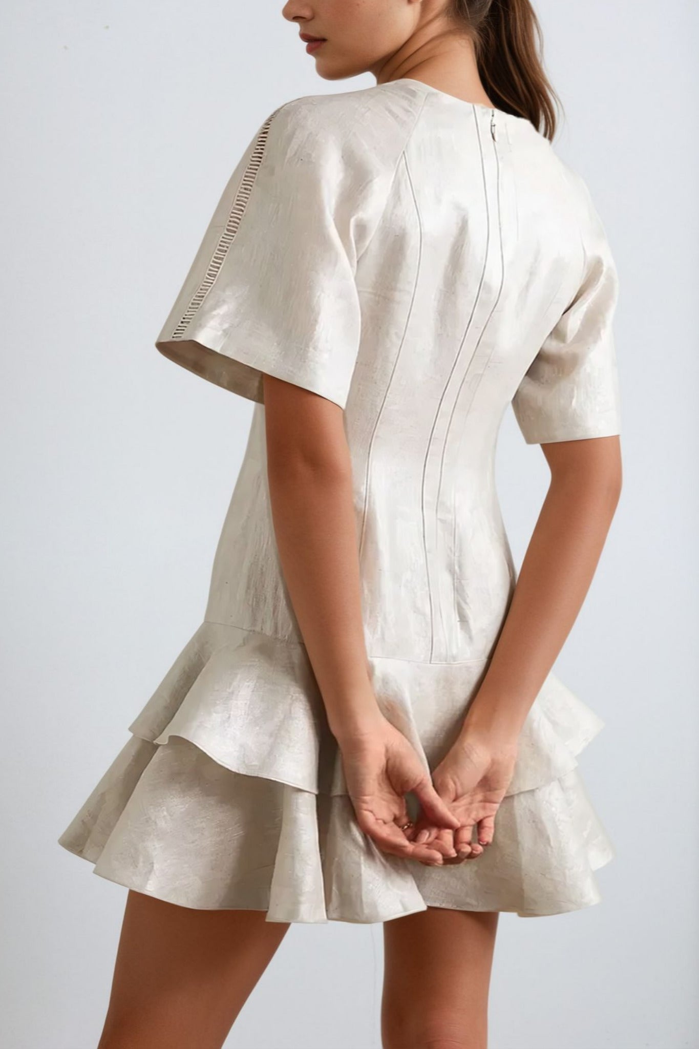 Gwen Minikleid aus Metallic-Leinen mit Rüschen SALE