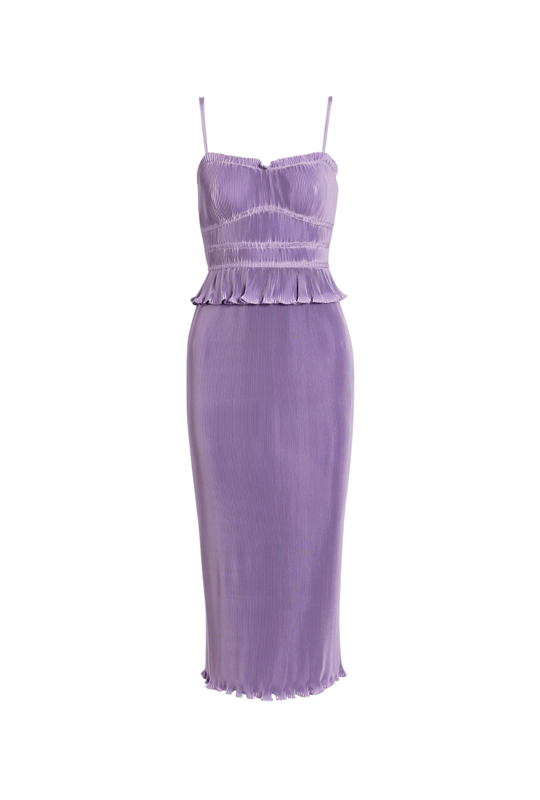 Brisha Midikleid aus plissiertem Satin mit Rüschen