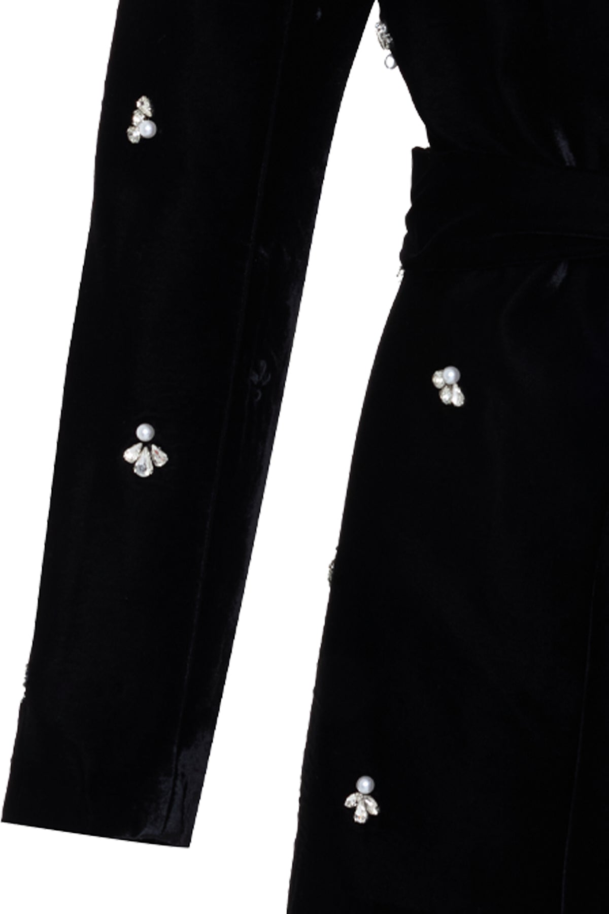 Samtblazer mit Perlen schwarz