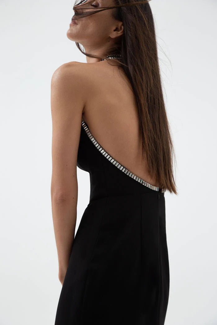 CRYSTAL EMBELLISHED CREPE LONG MIDI Rasario