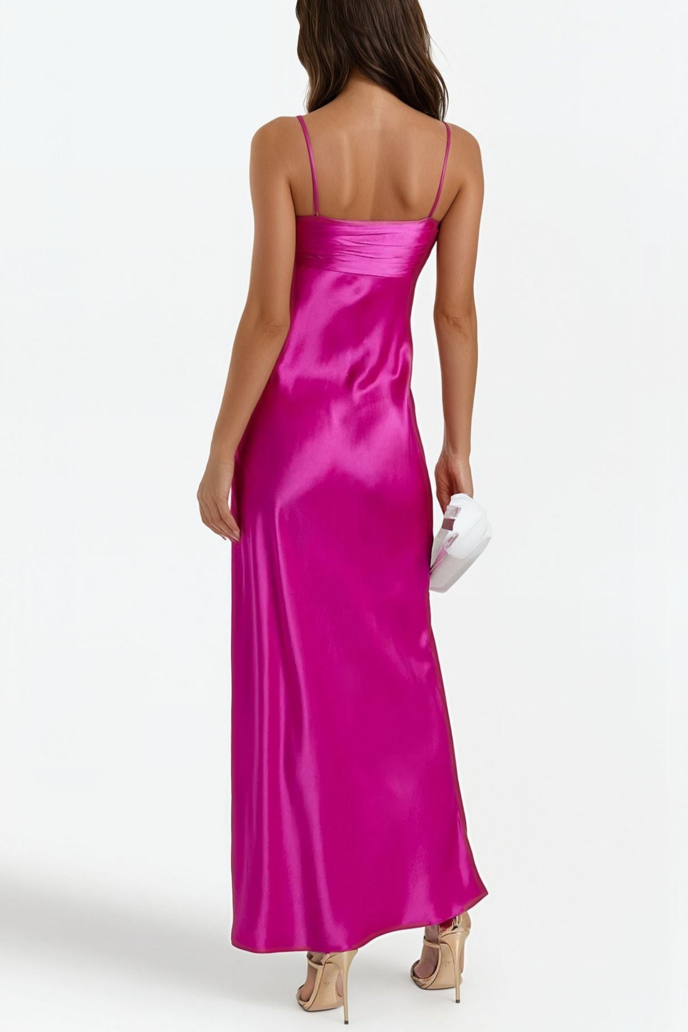 Aurelia gerafftes Maxikleid aus Seidensatin SALE