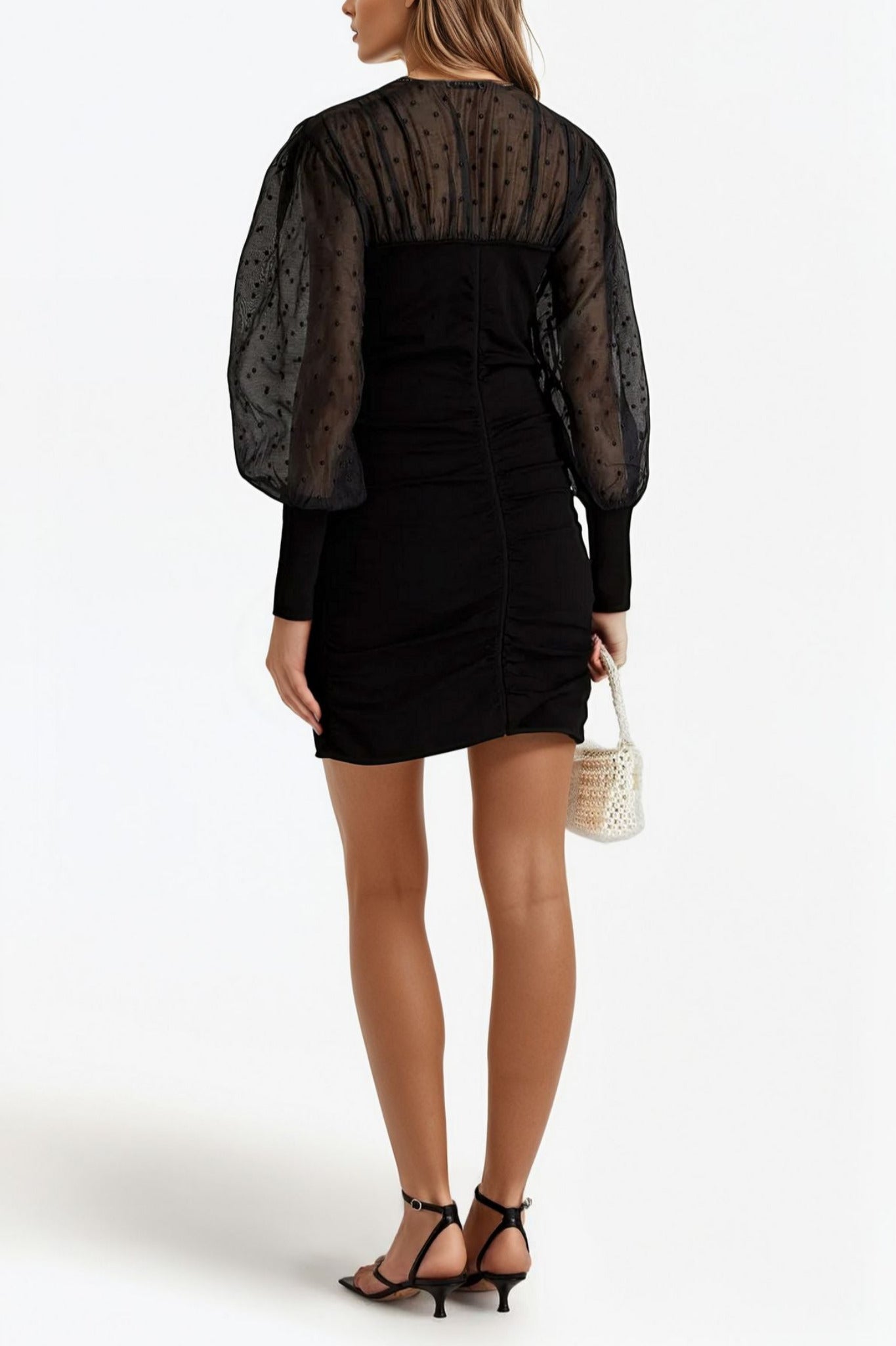 Balmora gerafftes Mini-Strickkleid mit eingewebten Punkten SALE