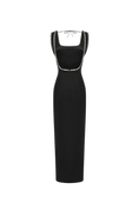 CRYSTAL EMBELLISHED CREPE LONG MIDI