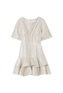 Gwen Minikleid aus Metallic-Leinen mit Rüschen