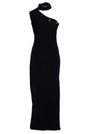 One-Shoulder Abendkleid Schwarz mit Perlen