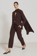 Blazer-Set mit Schal-Detail schokobraun