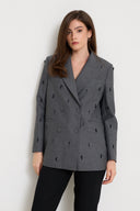 Doppelreihiger Blazer mit Perlen grau