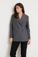 Doppelreihiger Blazer mit Perlen grau