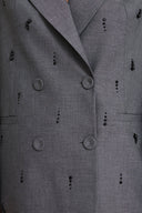 Doppelreihiger Blazer mit Perlen grau