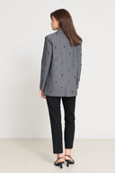 Doppelreihiger Blazer mit Perlen grau