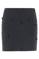 Grauer Minirock mit Perlen-Details