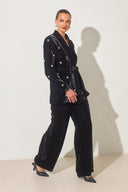 Samtblazer mit Perlen schwarz