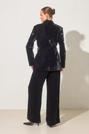 Samtblazer mit Perlen schwarz