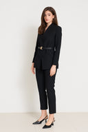 Taillierter Blazer mit Gürtel schwarz