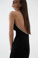 CRYSTAL EMBELLISHED CREPE LONG MIDI